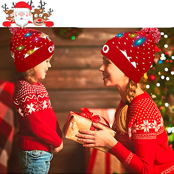 MerryGlow - כובע סרוג עם תאורה לחג המולד