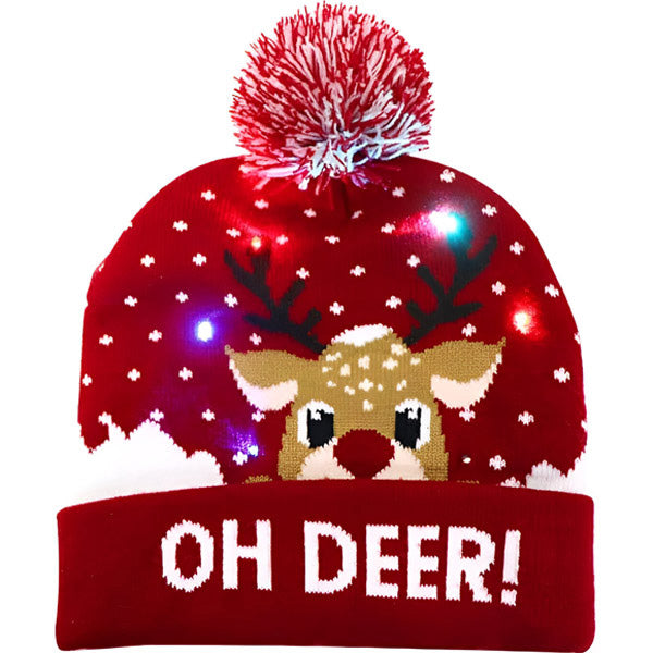 MerryGlow - כובע סרוג עם תאורה לחג המולד