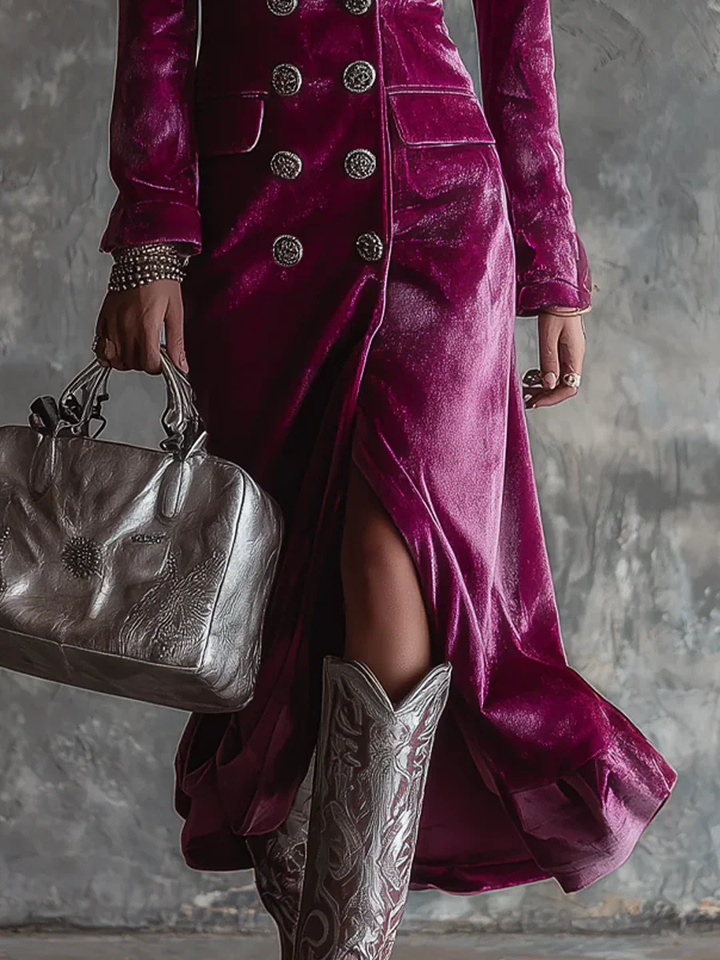 Kaija - שמלת בלייזר מקסי קטיפה