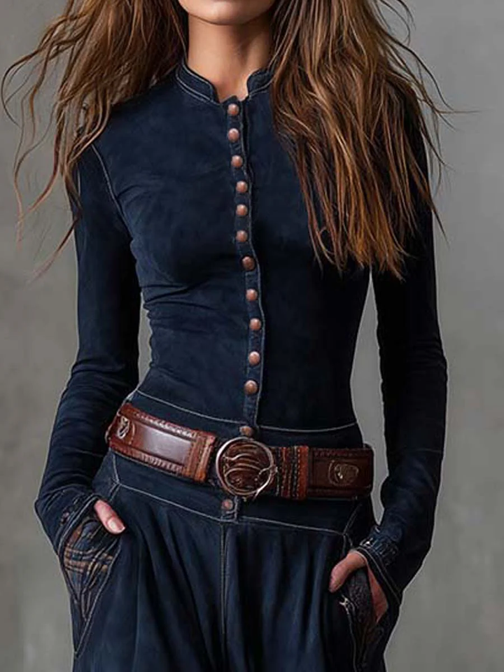 Fringilla - שמלת סוודר ארוכה עם הדפס משובץ וינטג'