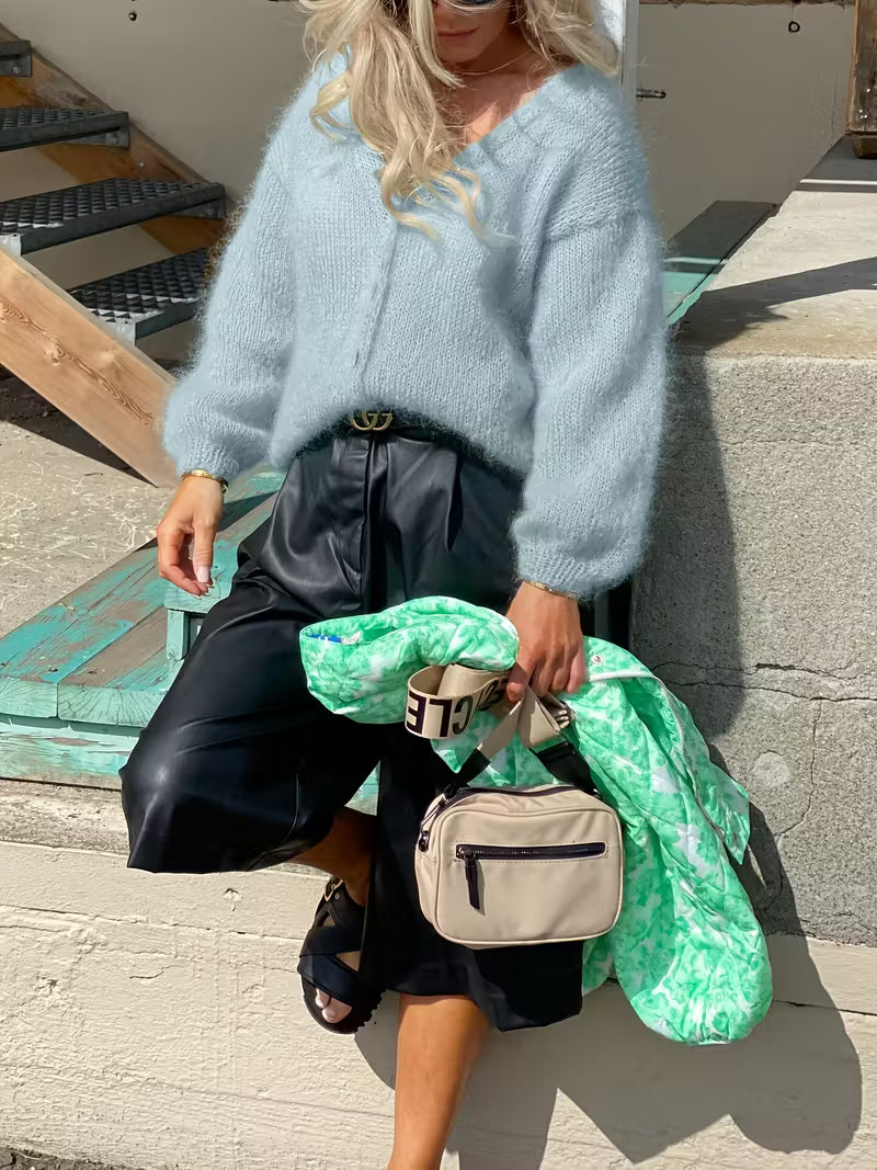 Hozanna - סוודר סרוג עם שרוולים ארוכים וכפתורים