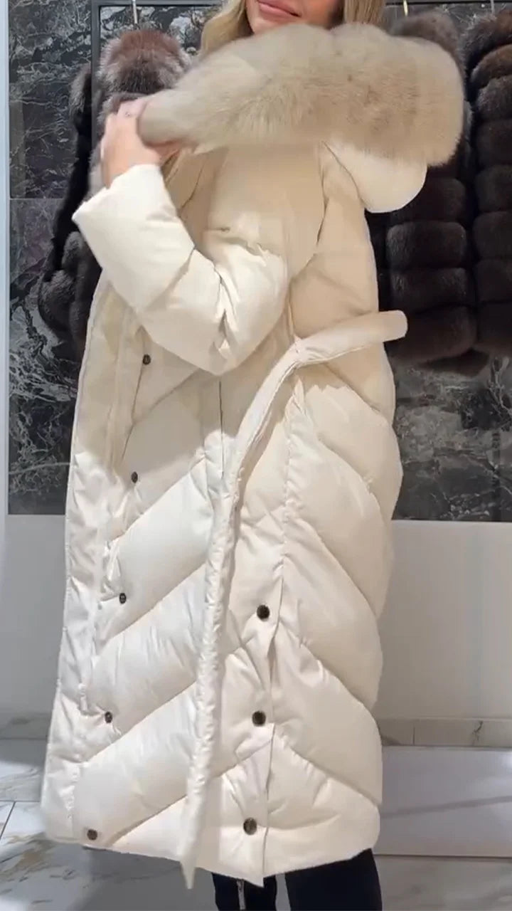 Nastasya - מעיל כותנה קז'ואל עם צווארון פרווה