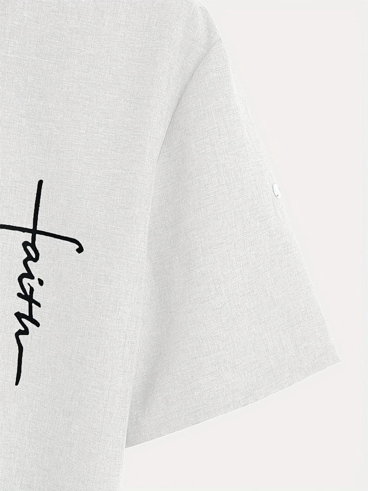 Elliott - חולצה אלגנטית עם שרוולים קצרים וצווארון עומד