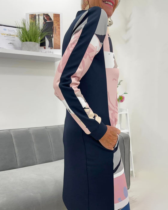 Lexiana - שמלת מידי עם הדפס מופשט ורוכסן