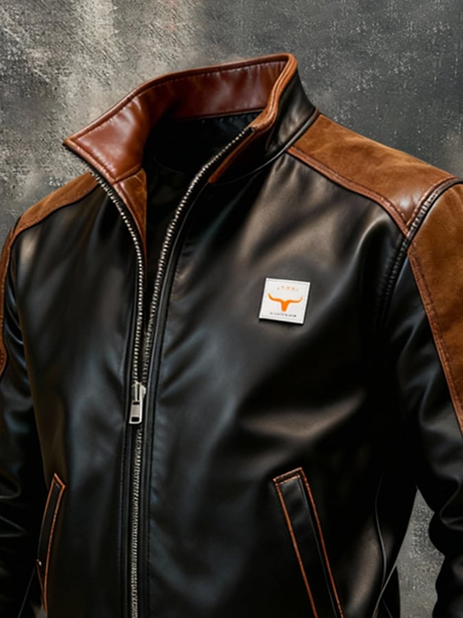 Bjorn - ז'קט פאצ'וורק מעור וינטג'