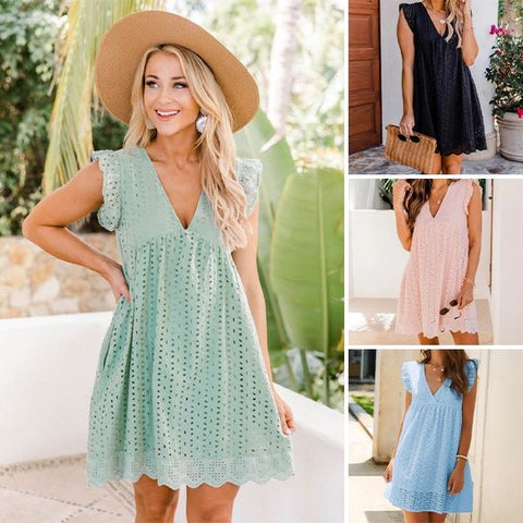 Eduarda - שמלה עם כיסים ומחשוף V