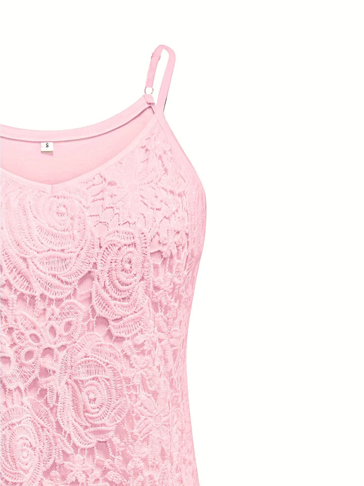 Juna - חולצת תחרה אלגנטית ללא שרוולים עם מחשוף V