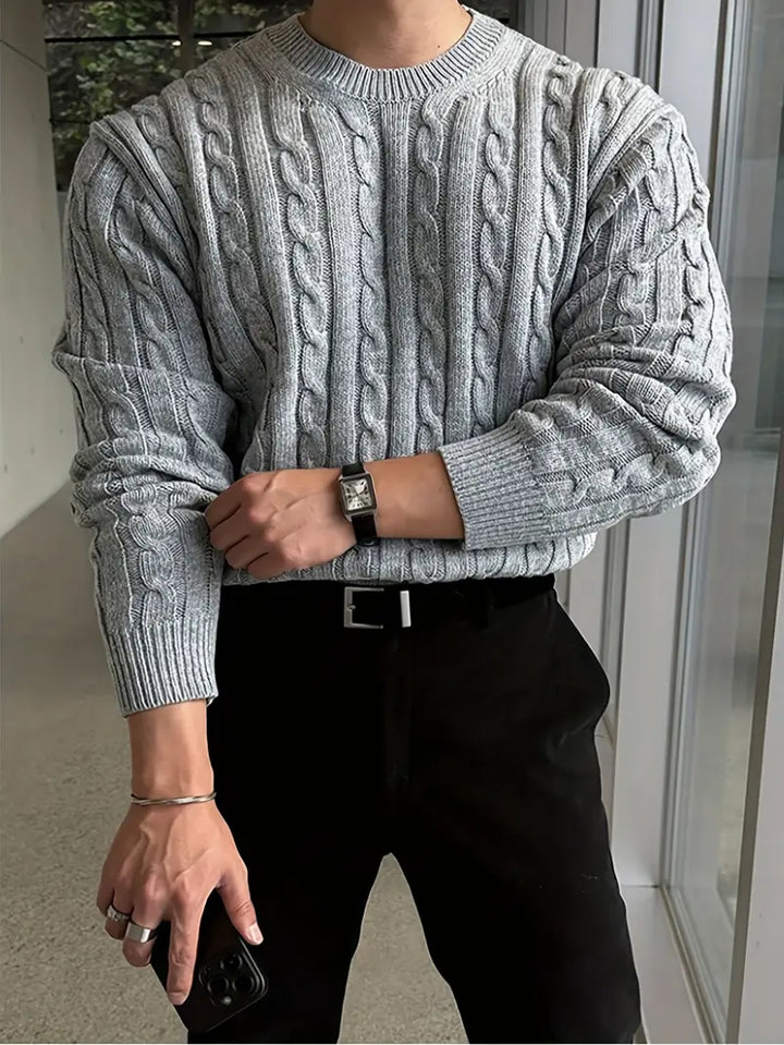 Mergim - סוודר ארוך שרוולים סרוג בסגנון קז'ואל