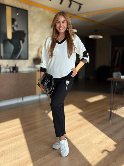 Valene - מכנסיים קז'ואליים עם מותן אלסטית וכיסים