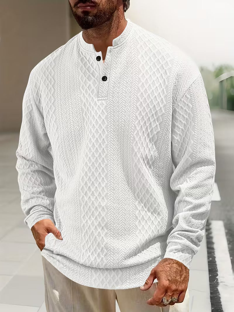 Mathew – סוודר הנלי גיאומטרי עם שרוולים ארוכים