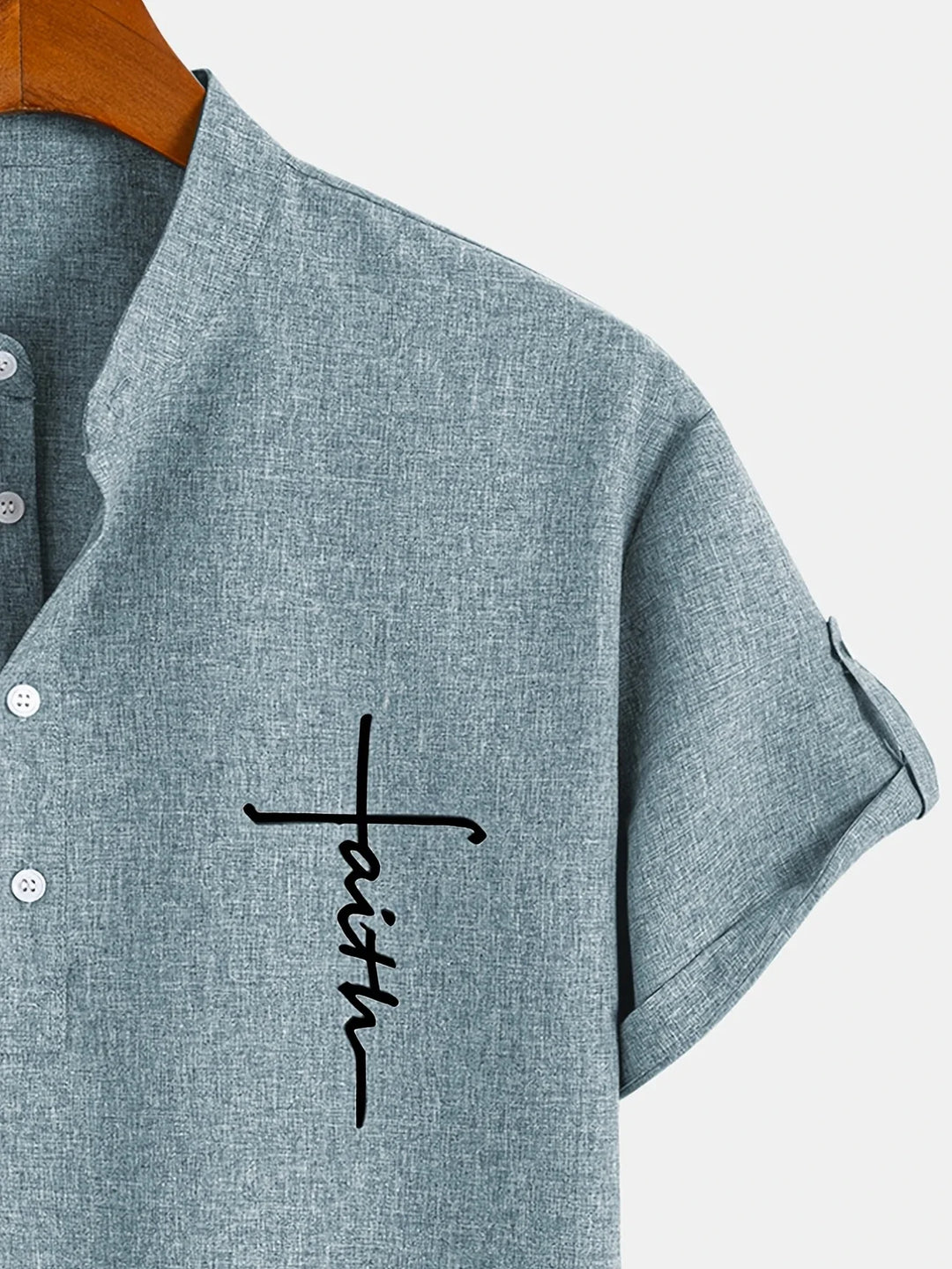 Elliott - חולצה אלגנטית עם שרוולים קצרים וצווארון עומד