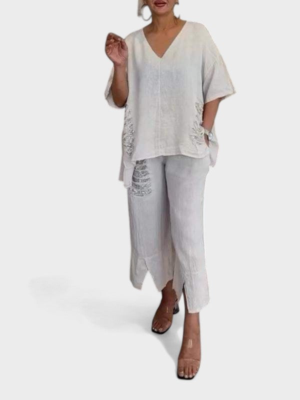 Raisa - סט דו-חלקים עם מחשוף V לקיץ