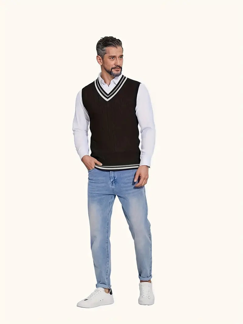 Duane - סוודר סרוג ללא שרוולים עם צווארון V