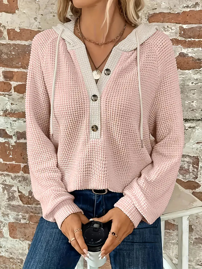 Snezhana - סווטשירט עם שרוולים ארוכים, כפתורים קדמיים ושרוך