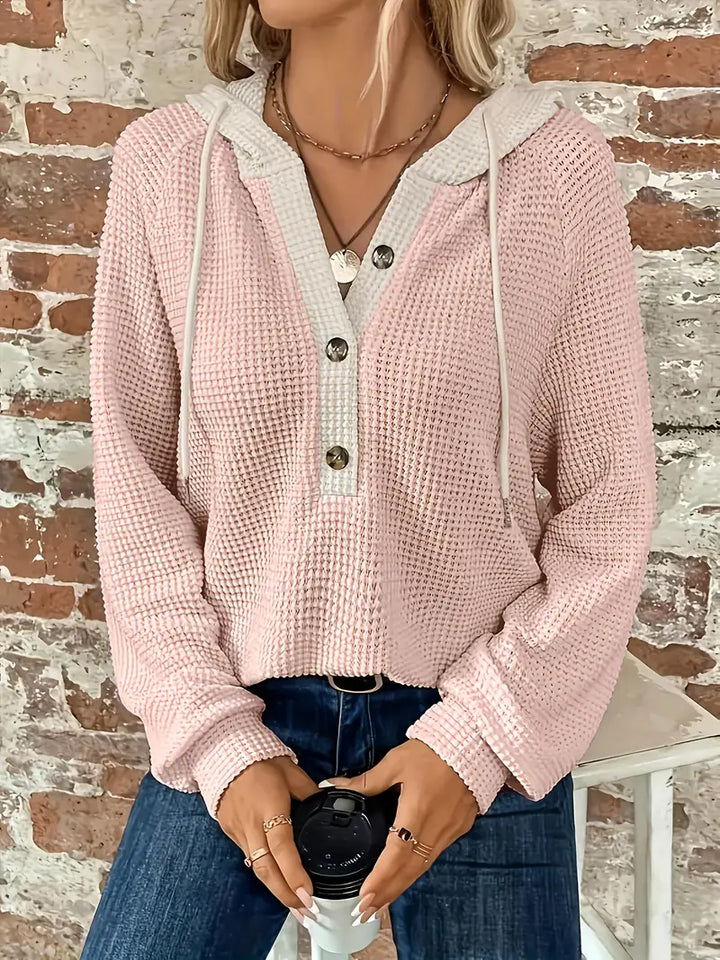 Snezhana - סווטשירט עם שרוולים ארוכים, כפתורים קדמיים ושרוך