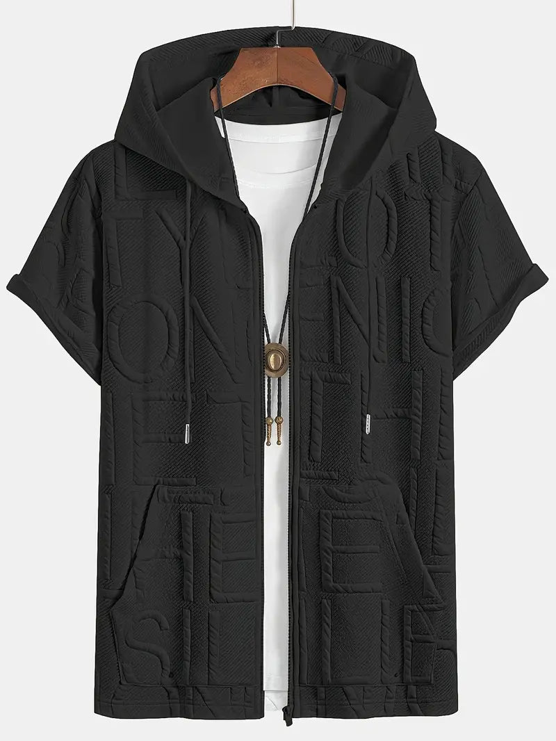 Henryk - חולצה אלגנטית עם שרוולים קצרים, קפוצ'ון ורוכסן