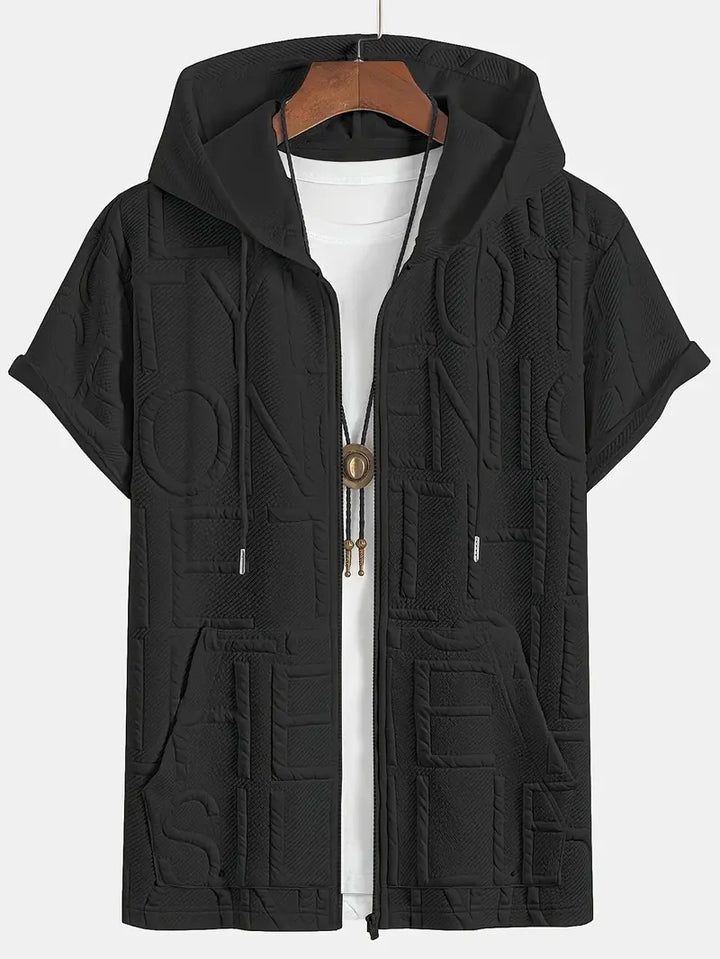 Henryk - חולצה אלגנטית עם שרוולים קצרים, קפוצ'ון ורוכסן