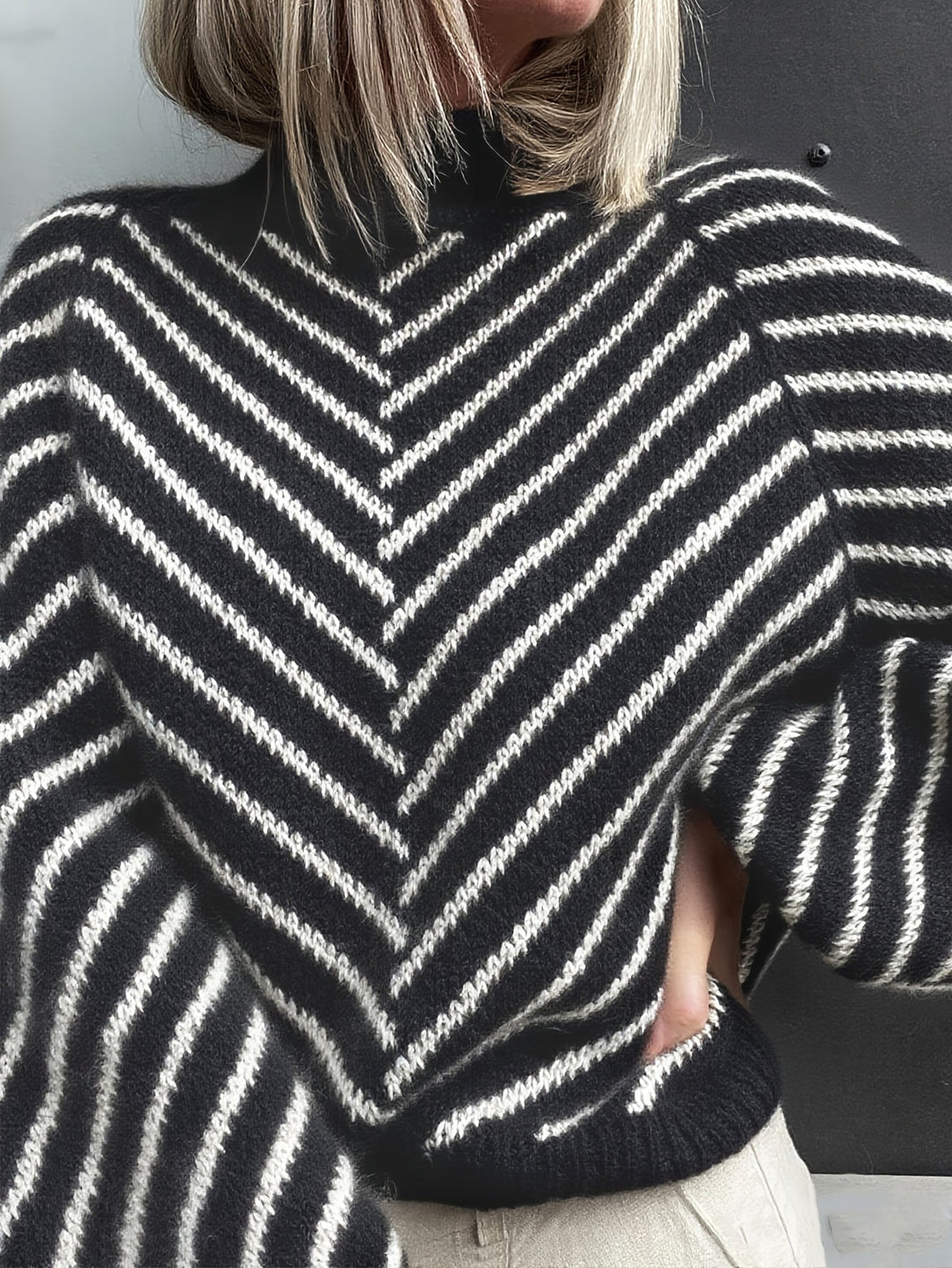 Klarysa - סוודר סרוג קז'ואל עם שרוולים ארוכים