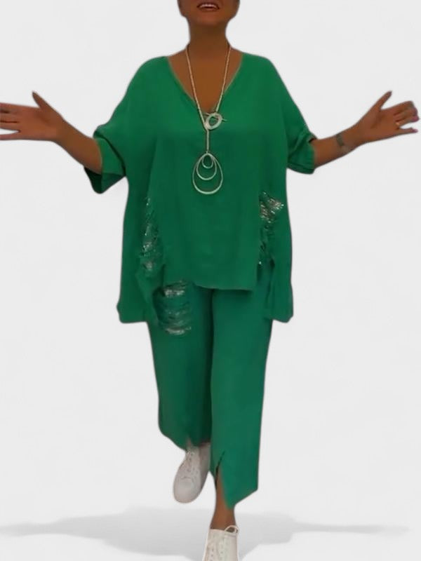 Raisa - סט דו-חלקים עם מחשוף V לקיץ