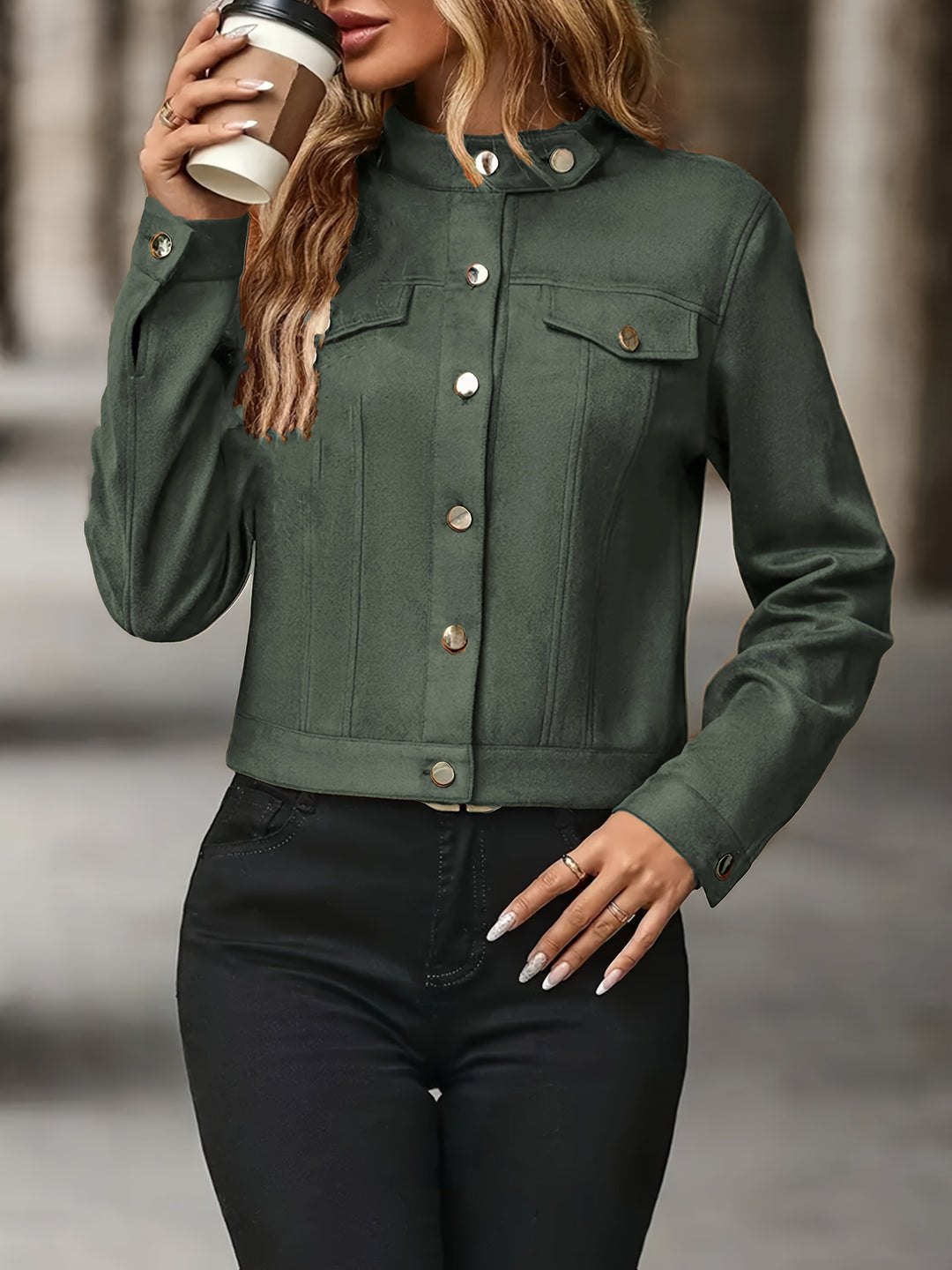 Slavica - ז'קט וינטג' עם שרוולים ארוכים וכפתורים קדמיים