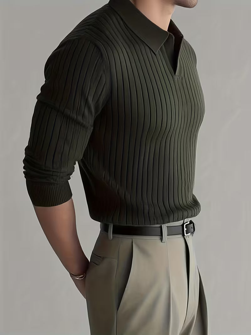Kaeran - סוודר פולו אלגנטי בסריגה מצולעת