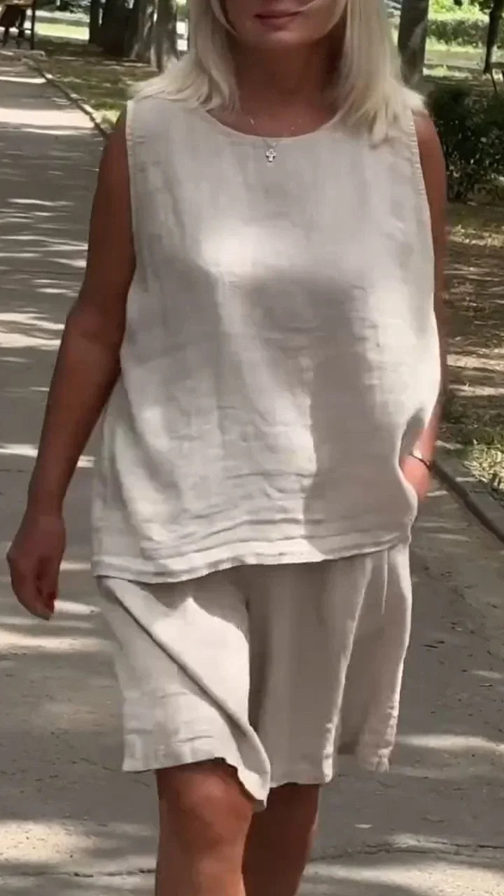 Jileana - חולצה ללא שרוולים נושמת ומכנסיים קצרים ורחבים