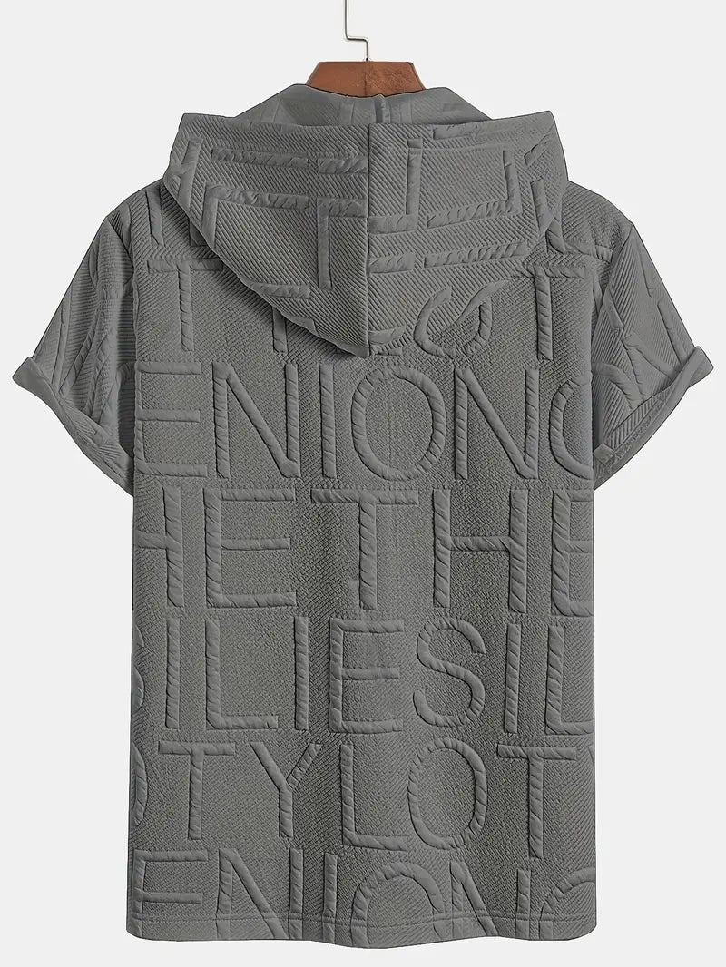 Henryk - חולצה אלגנטית עם שרוולים קצרים, קפוצ'ון ורוכסן