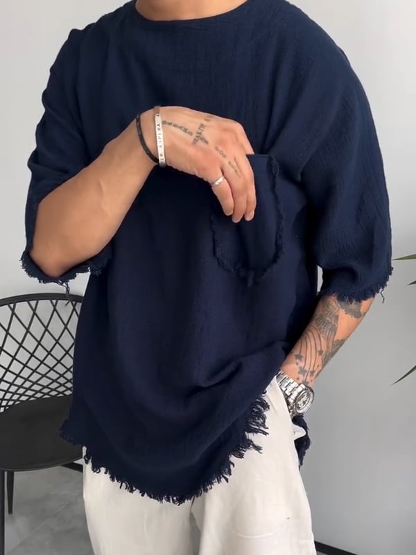 Davis - טי-שירט פשתן עם שרוולים קצרים