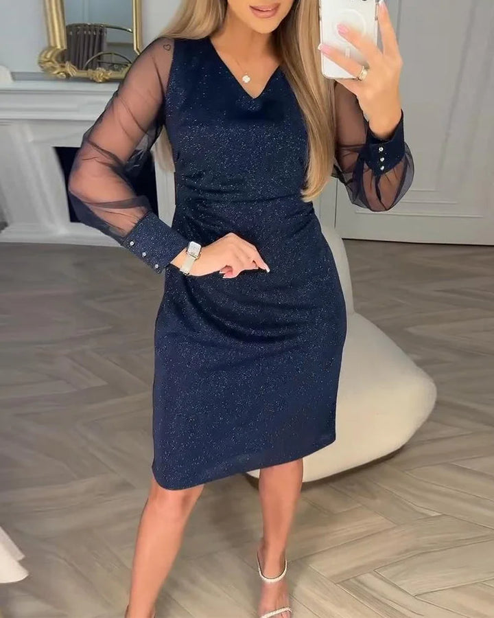 Irisa - שמלת מידי מבד טלאים נוצץ