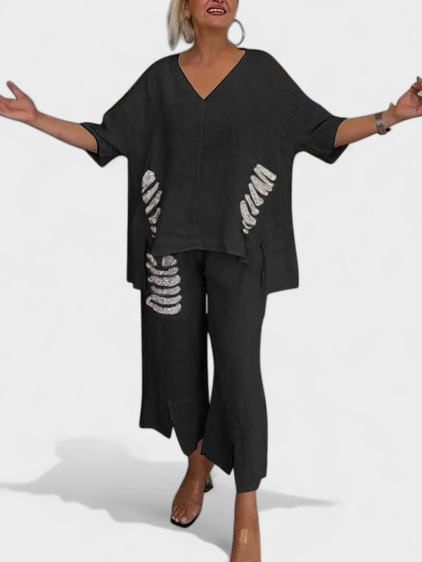 Raisa - סט דו-חלקים עם מחשוף V לקיץ