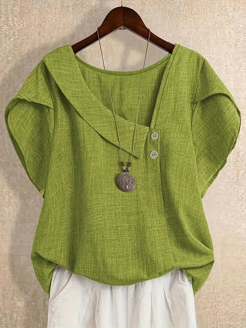 Milany - חולצת צווארון א-סימטרי קז'ואל