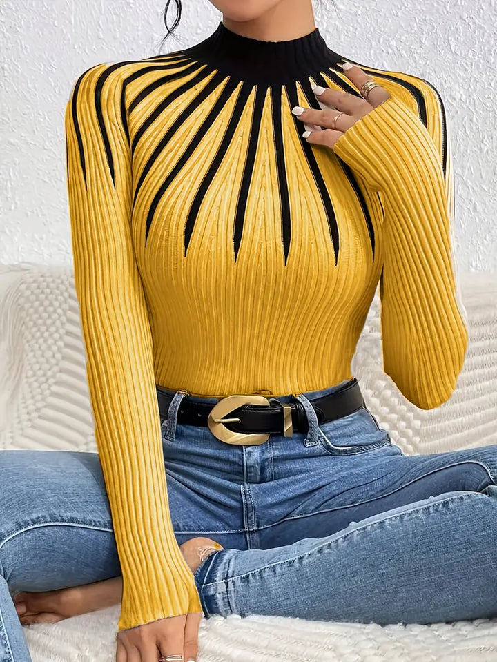 Maider - סוודר אלגנטי עם שרוולים ארוכים וצווארון גבוה