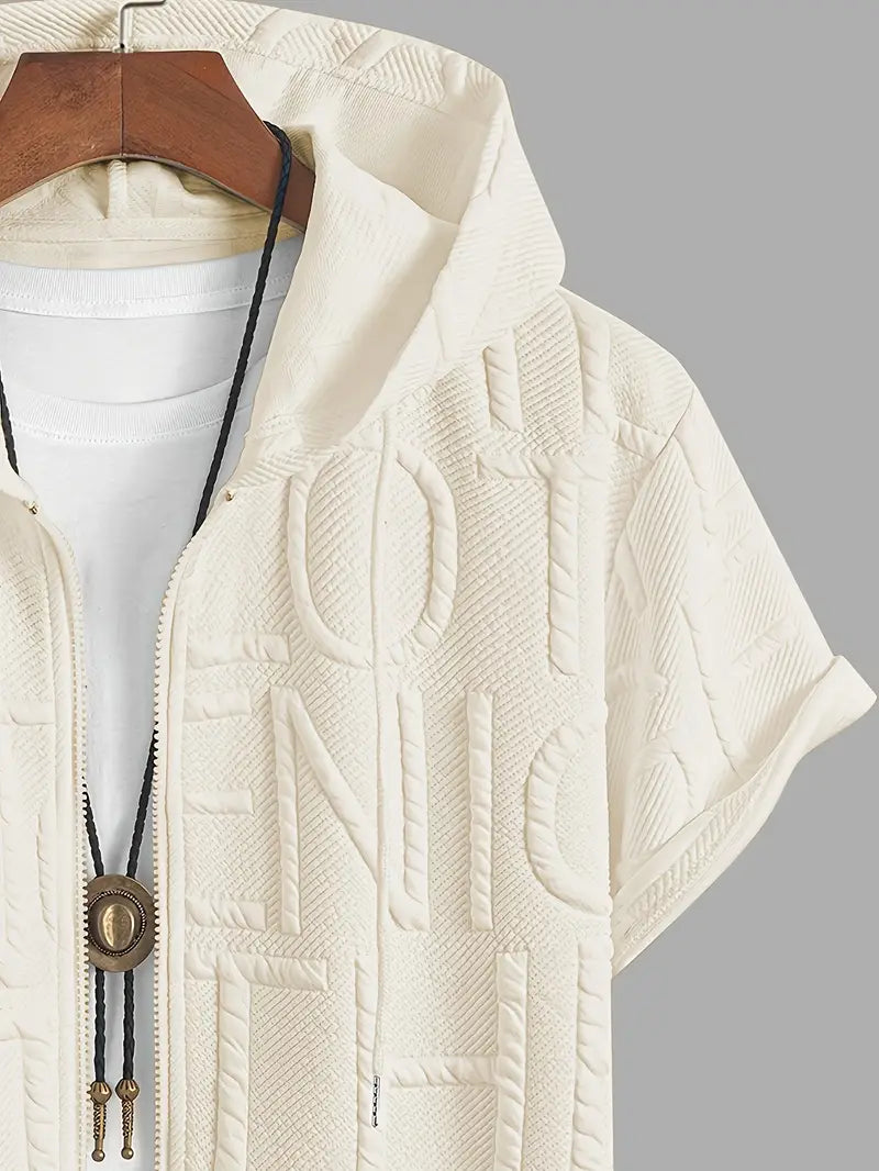 Henryk - חולצה אלגנטית עם שרוולים קצרים, קפוצ'ון ורוכסן