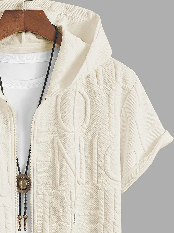 Henryk - חולצה אלגנטית עם שרוולים קצרים, קפוצ'ון ורוכסן