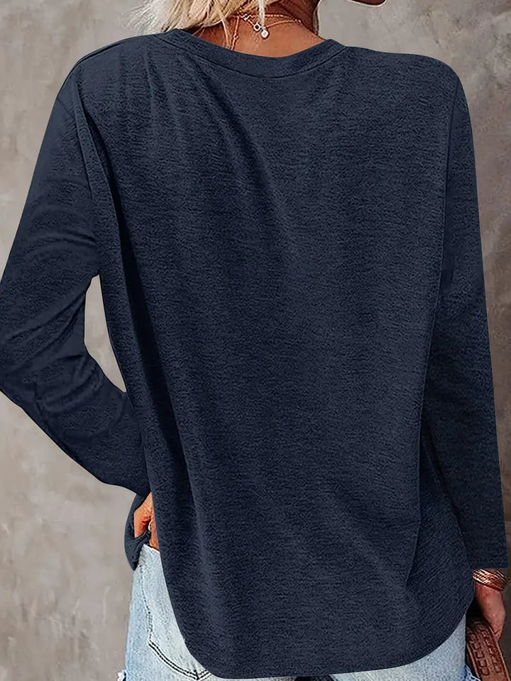 Levine - טוניקה אלגנטית עם שרוולים ארוכים והדפס חמניות