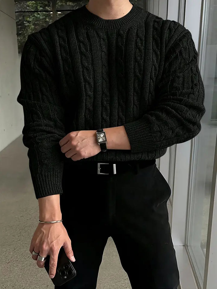 Mergim - סוודר ארוך שרוולים סרוג בסגנון קז'ואל