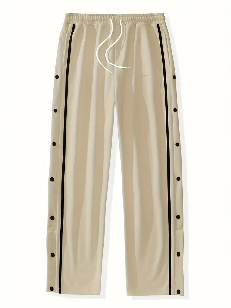 Mendis - מכנסי ספורט קז'ואל עם רגל ישרה וכפתורי לחץ