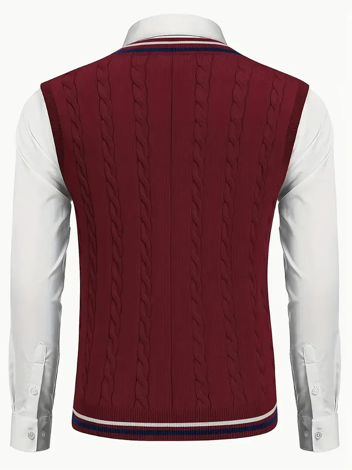 Duane - סוודר סרוג ללא שרוולים עם צווארון V