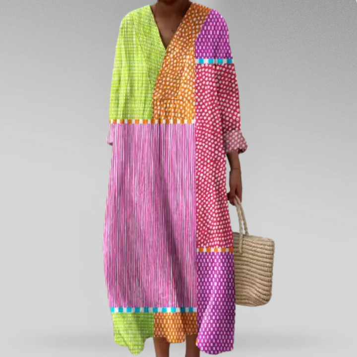 Emiliana - שמלת סטרפלס אלגנטית עם הדפס