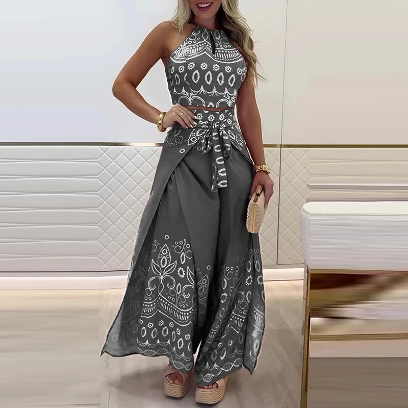 Gulshat - סט מכנסיים אלגנטיים עם דוגמה