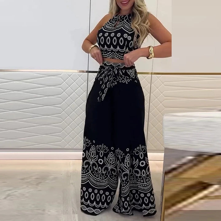 Gulshat - סט מכנסיים אלגנטיים עם דוגמה