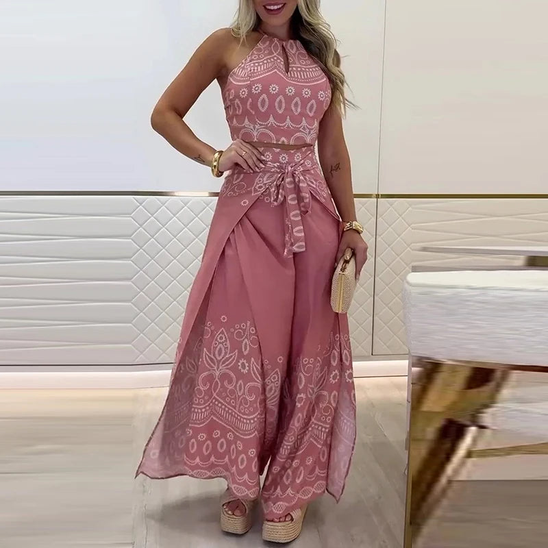 Gulshat - סט מכנסיים אלגנטיים עם דוגמה