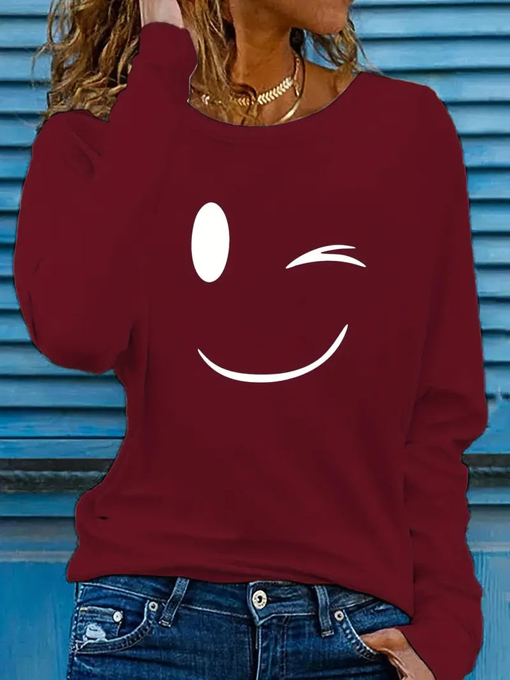 Odalina - חולצת טי שירט עם הדפס סמיילי ווינק