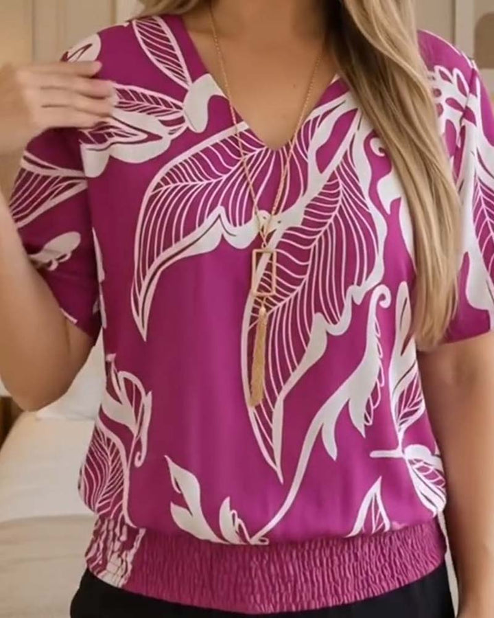 Isheba - Elegant Short Sleeve Blouse