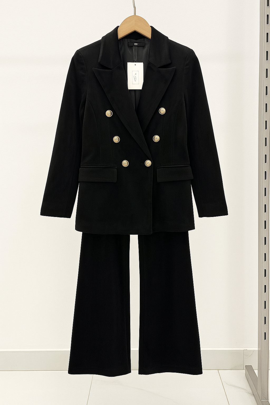 Dimitra - סט בלייזר קטיפה עם כפתורים כפולים