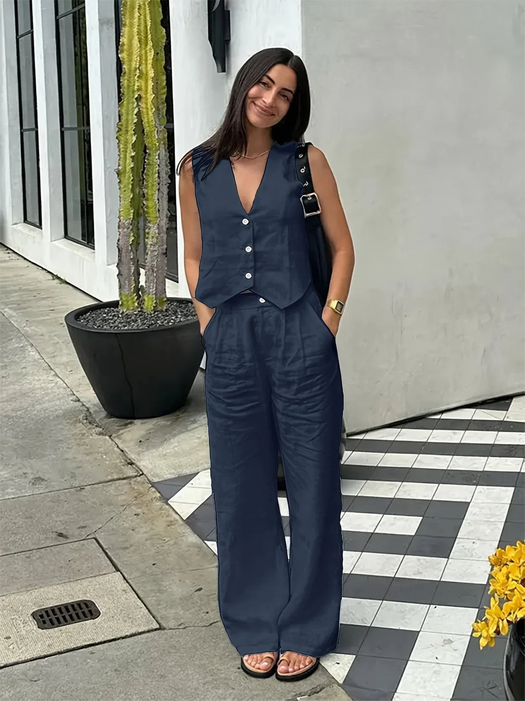 Jorja - סט אלגנטי ללא שרוולים בשני חלקים