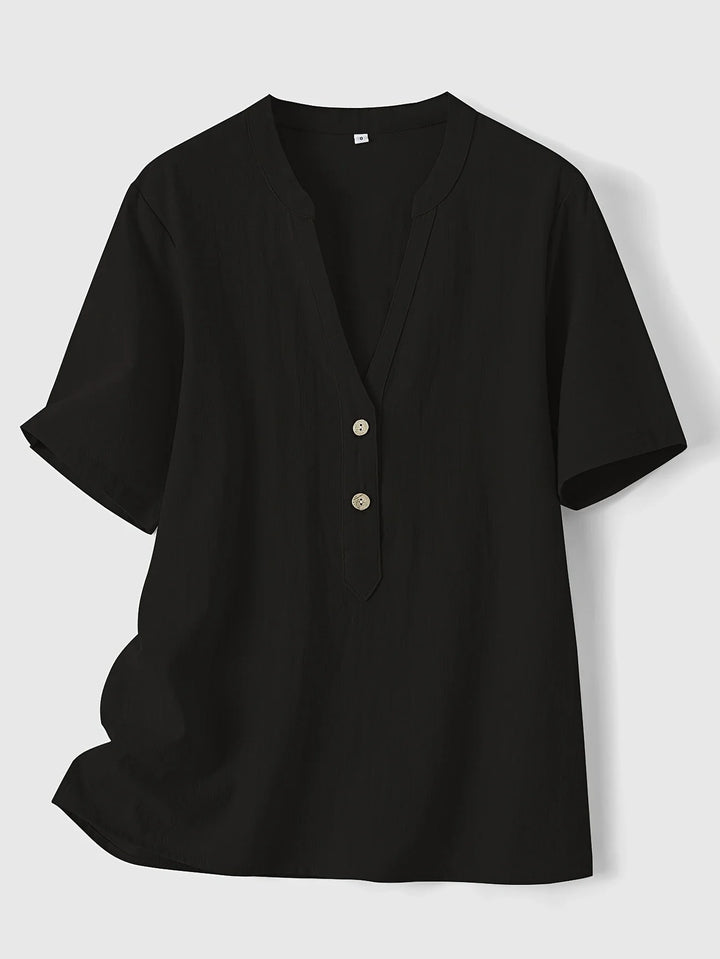 Nerida - חולצת צווארון V אופנתית עם שרוולים קצרים