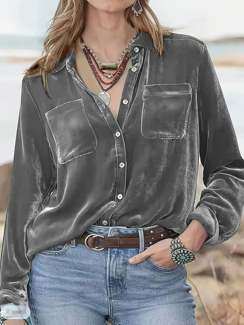 Geanie - חולצה עם שרוולים ארוכים וכיסים קדמיים