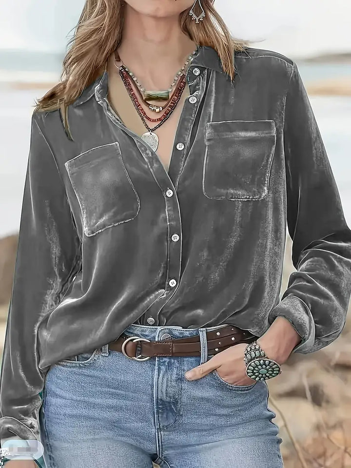 Geanie - חולצה עם שרוולים ארוכים וכיסים קדמיים