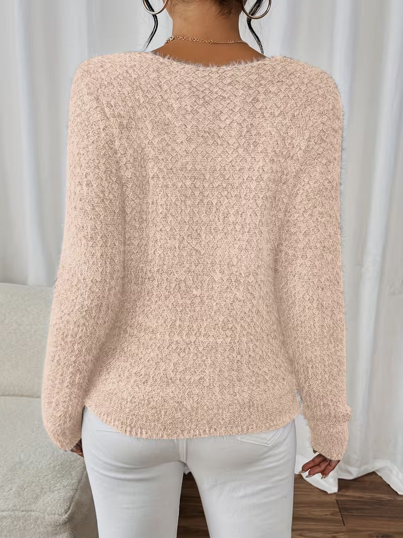 Aderah - סוודר רופף עם צווארון V